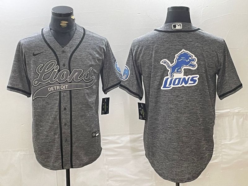 Men Detroit Lions Blank Grey Joint Name 2024 Nike Limited NFL Jersey style 3->minnesota timberwolves->NBA Jersey